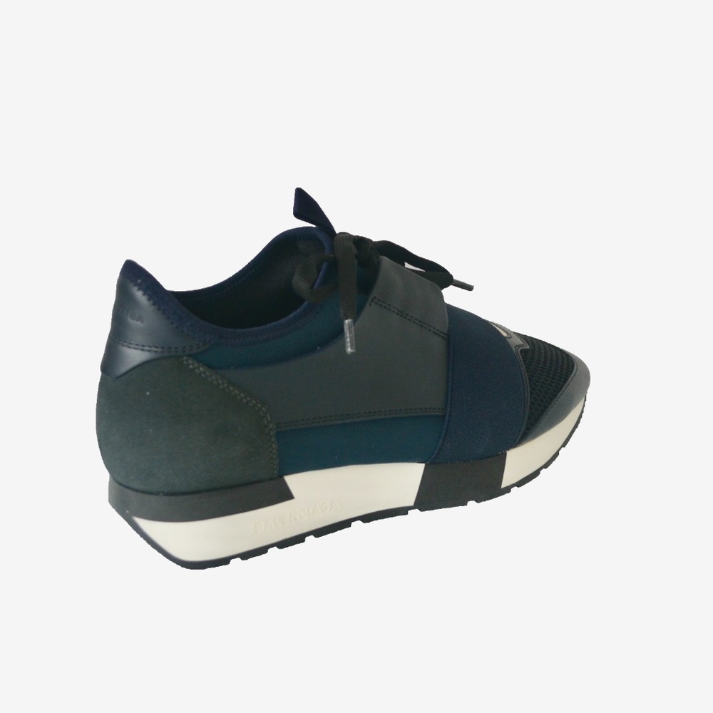 NEW BALENCIAGA WOMENS LEATHER MESH SUEDE RACE RUNNER LOW TOP SNEAKERS - Picture 3 of 9